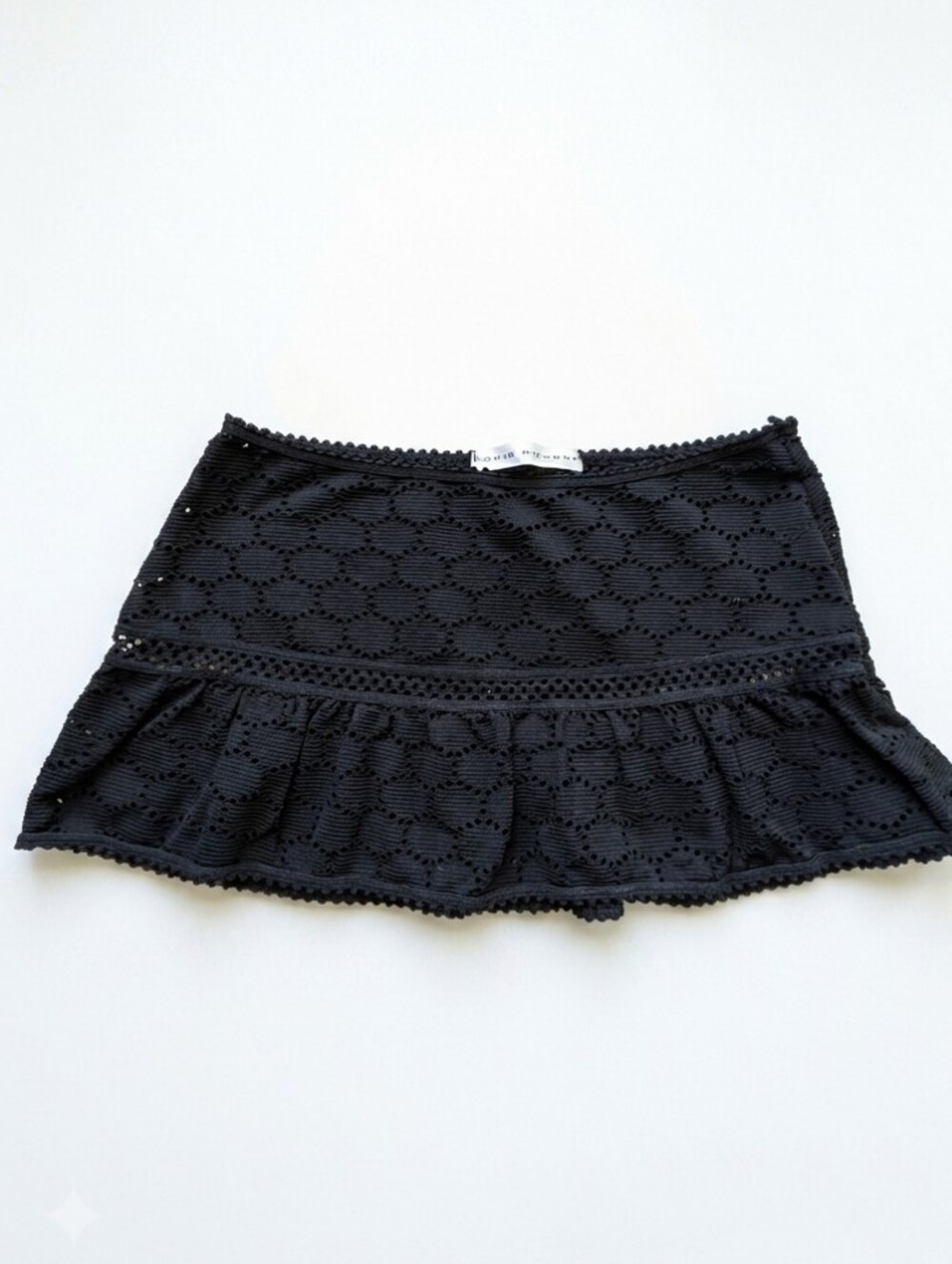 Robbin Piccone Black Eyelite Ruffle Mini Skirt Coverup.